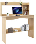 Desk for Small Spaces, Computer Desk Study Writing Desk, 40 X 19 X 47in Home Office Workstation PC Laptop Table Computer Desk with Hutch for Bedrooms Living Room (Wood Color)