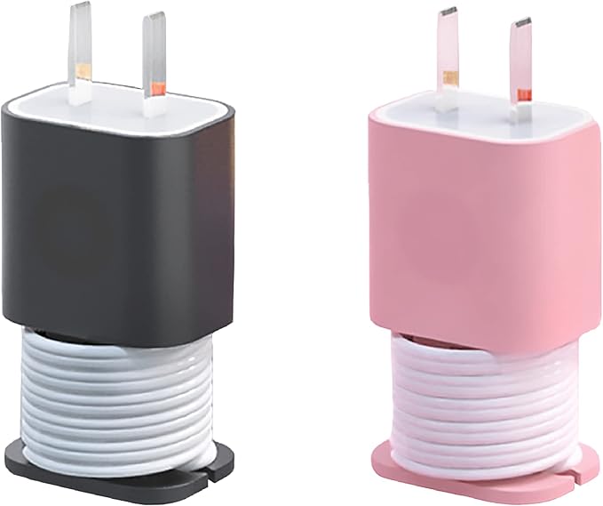 2 in 1 Silicone Charger Protector with Cord Wrap, iPhone Silicone Power Adapter Case, Snapback Charger Winder, Compatible with 18W/20W (2P-BP)