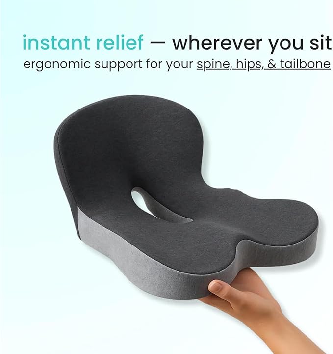 hwqsad 2-in-1 Back and Seat Cushion with Lumbar Support, Ergonomic Memory Foam Seat Cushion,Non Slip Breathable, No Flattening,for Office Chairs/Car/Long Trip/Desk Chair/Gaming (Black)