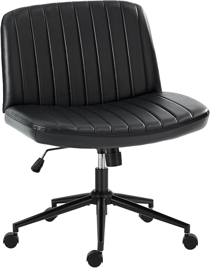 OLIXIS Wide Criss Cross Swivel Desk Chair – Black