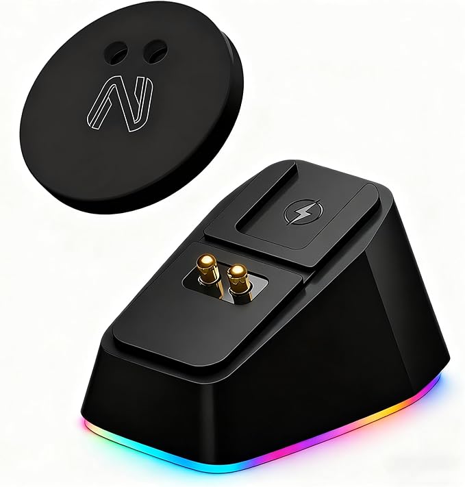 for Logitech G PRO X Superlight/2/2 Dex Dedicated Black Wireless Mouse Charger 11 RGB Modes, Compatible with DeathAdder v2 Pro and Other Gaming mice Gaming Gear for Esports Players (Black)