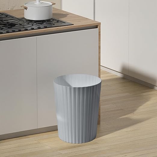 Small Platic 2 Gallon Trash Can - Compact Wastebin for Bathroom, Kitchen, Office, Home Use - Grey