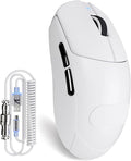 ATTACK SHARK X8Plus 55g Superlight Wireless Gaming Mouse with 40K DPI,PAW 3395PRO Sensor, Broadcom BK52820 Chip,HUANO Switch,Web Driver,Tri-Mode Fit Large Hand Mice with RGB Cable -White&Sticker