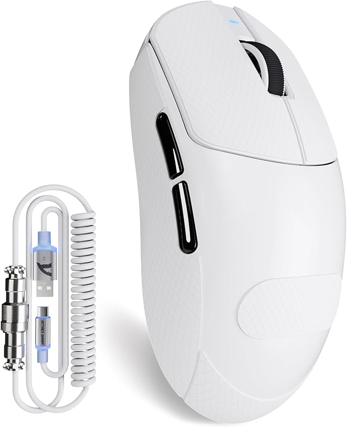 ATTACK SHARK X8Plus 55g Superlight Wireless Gaming Mouse with 40K DPI,PAW 3395PRO Sensor, Broadcom BK52820 Chip,HUANO Switch,Web Driver,Tri-Mode Fit Large Hand Mice with RGB Cable -White&Sticker