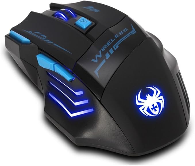 zelotes Wireless Mouse,4 Adjustable DPI,7 Buttons,Ergonomic Design,Energy-Saving,2.4GHz with USB Receiver,Optical Portable Mouse for PC,Mac,Laptop,Black