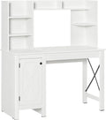 HOMCOM Farmhouse Computer Desk with Hutch and Cabinet, Home Office Desk with Storage, for Study, White