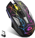 FELICON Wireless Gaming Mouse, Rechargeable Silent Click Adjustable DPI Optical Computer Mice, 2.4Ghz Wireless Mouse with Colorful LED Backlit for Windows/Mac/Linux/PC/Laptop(Star Black)