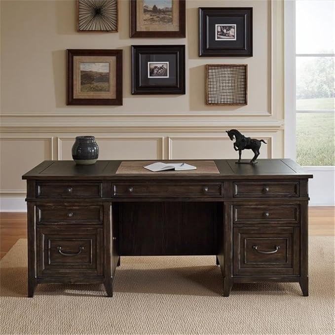 LIBERTY FURNITURE INDUSTRIES, INC. Paradise Valley 5 Piece Executive Set in Brown