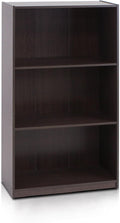 Furinno BASIC Book Shelf, 3-Tier Modern Bookshelf, Bookcase with Open Shelves, 9.3" x 21.8" x 39.5", for Living Room, Bedroom, Home Office, Dark Brown