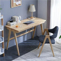 Corner Desk and Chair Set, Wooden Home Office Desk with A-Frame Legs, Compact Writing Desk for Bedroom, Workspace, Study Room(Khaki)