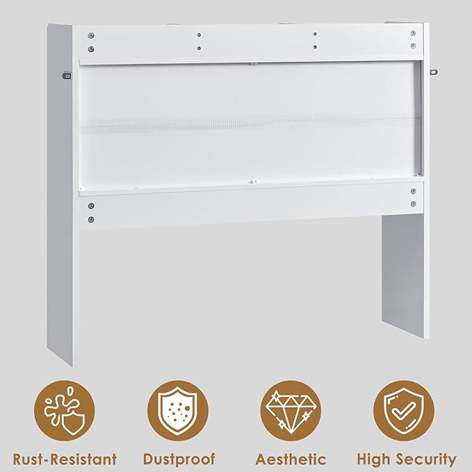 Nromant Desktop Bookshelf, Wooden Desk Storage Hutch with 5 Shelves, 3-Tier Desktop Display Organizer Rack for Office Home (White, 5 Shelves B)