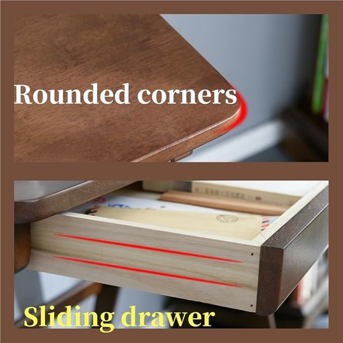 Corner Desk and Chair Set, Wooden Home Office Desk with A-Frame Legs, Compact Writing Desk for Bedroom, Workspace, Study Room(Khaki)