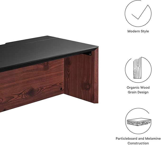 Modway EEI-6311-BLK-CHE Kinetic 38" Wall-Mount Office Desk with Cabinet and Shelf, Black Cherry