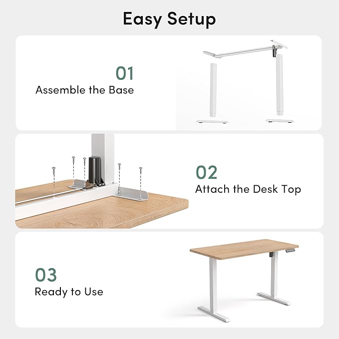 CubiCubi 32 x 20 Small One-Piece Standing Desk, Adjustable Height Electric Computer Home Office Sit Stand up Workstation, with 4 Memory Presets, Headphone Hook, Maple