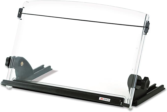 3M in-Line Adjustable Desktop Copyholder Plastic 150 Sheet Capacity Black/Clear MMMDH630