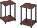 Furinno Turn-N-Tube Set of 2, 2-Tier Book Shelf with Open Shelf, Stackable Bookshelf, Toolless Bookcase with Easy Assembly, 13.4 x 13.4 x 20, for Living Room, Bedroom, Home Office, Dark Cherry/Black