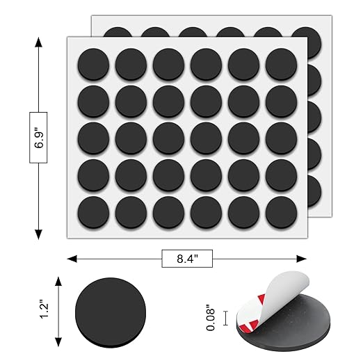 Towjug Adhesive Round Magnets for Crafts 1.2x0.08, 60 Pcs Flexible Sticky Magnetic Dots for DIY