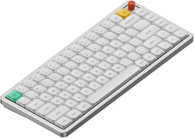 nuphy Air75 V3 Hot Swappable Wireless Mechanical Keyboard, 84 Keys 75% Custom Low Profile Keyboard with Knob, RGB Backlit, Gasket Mounted, Support Bluetooth/2.4GHz/USB-C,White-Brown Nano