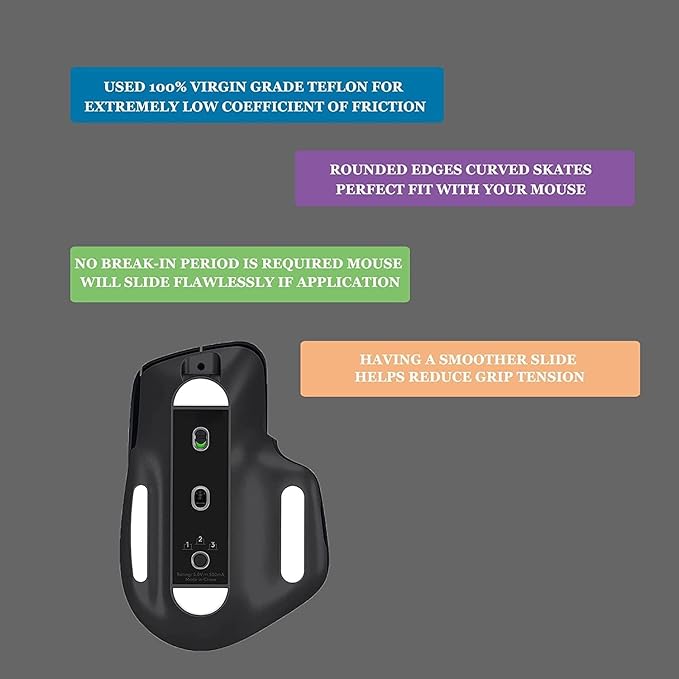 Gaming Mouse Skates for Logitech MX Master Superlight High-Performance PTFE Replacement Mouse Feet Rounded Edges Ultra-Smooth Glide 2set White