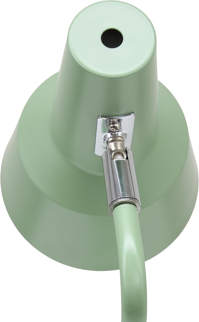 Simple Designs LD1072-SGE 15.2" Sleek Essentials Metal Cone Shade Desk Lamp with Adjustable Shade and Dual USB Ports, for Office, Desk, Nightstand, Dorm, Sage Green