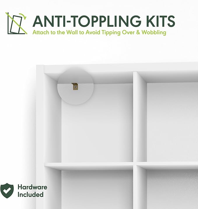 Furinno Cubicle Open Back Decorative Cube Storage Organizer, 9-Cube, White