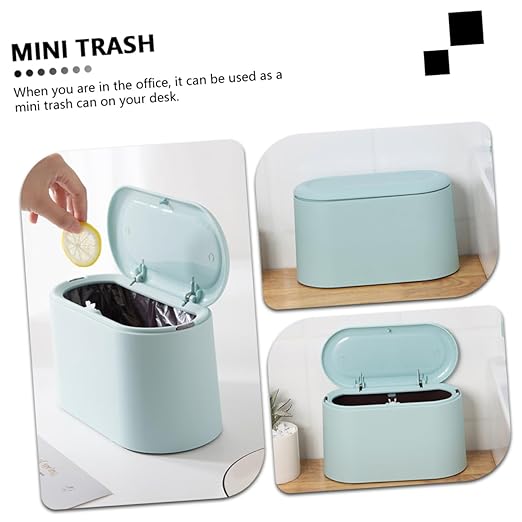 Unomor Slim Desktop Press Trash Can Kitchen Garbage Bin for Tabletop Office Dorm Mini Trash Can Ejection Cover Cute Fashionable Design Easy to Use