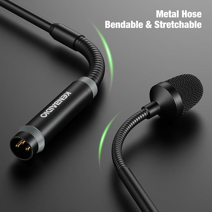 DJ Mic 17 Inch Flexible Gooseneck Microphone, Professional XLR Wired Dynamic Bob Barker Microphone for Video Conference, Podium, Singing, Karaoke DJ Mixer Dedicated Disc Shouting KTV Bar, Metal