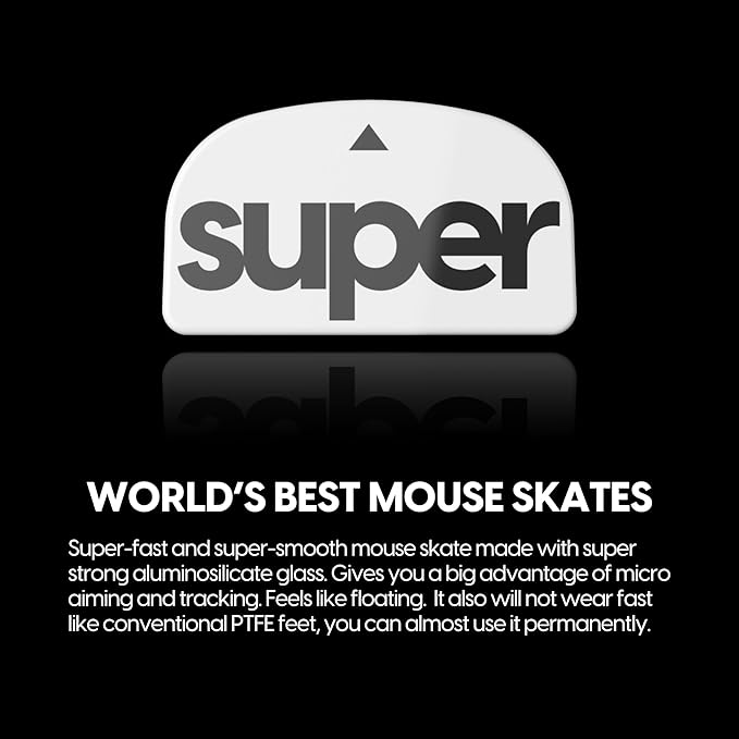 Superglide Glass Mouse Skates - Consistent Controllable Glide, Polished Round Edge, Super Balanced Gaming Mouse Feet with Durable Sole for Logitech G Pro X Superlight1 (Type-C, White)