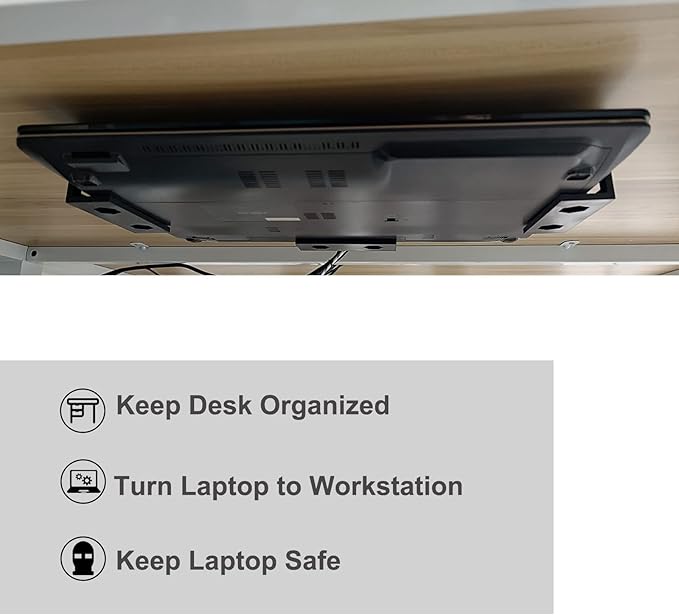 PIAOLGYI 6 Pcs Under Desk Laptop/Keyboard Storage Mounts with Screw, Add On Under Table Mount Brackets