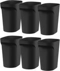 IRIS USA Small Trash Can Wastebasket with Handle, 6 Gallon / 24 Quart, 6-Pack, for Bathroom, Office, Bedroom, Under Sink, Kitchen, Garbage - Black
