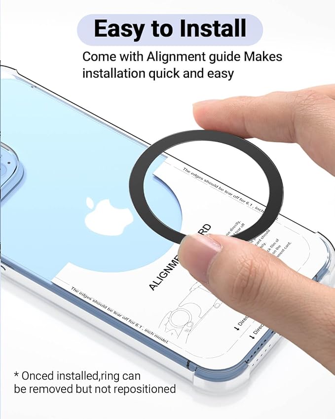 KALAPOP for Magsafe Ring - 10 PCS, Ultra-Thin(0.4mm) Magsafe Sticker, Compatible with iPhone 17/Air/16/15/14/13/12 Series, Samsung Galaxy, Google Pixel Series Black