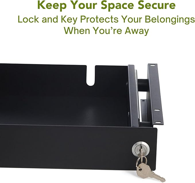 PERFECT POSTURE Under Desk Storage Drawer with Lock — Slim Pen & Pencil Drawer for Regular & Sit-Stand Standing Desks, Black (33” x 9.4”)