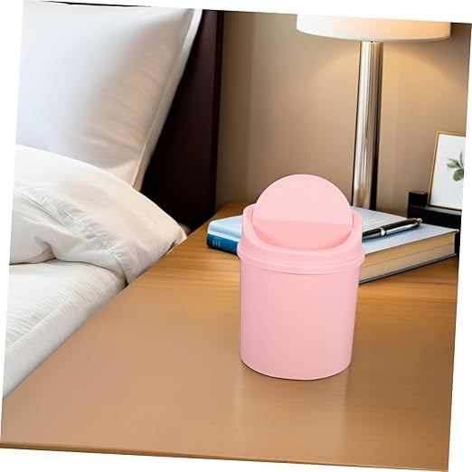 Amosfun Mini Desk Trash Can Small Waste Bin Desk Top Garbage Can Office Slim Swing Lid for Home Office