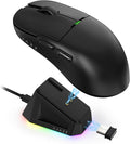 Ajazz AJ159 Dual Mode 2.4G/USB-C 56g Lightweight Gaming/Office Mouse with PAW3395 Sensor, 5 Programmable Buttons Up to 26KDPI with Magnetic Charging Dock for PC/Laptop/Win/Mac (Black)