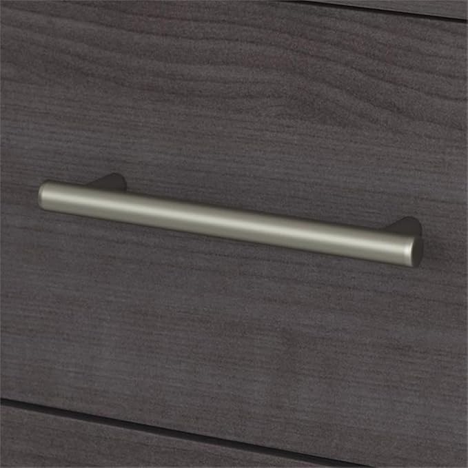 Pemberly Row 72W Sit to Stand L Shaped Desk with Hutch, Storm Gray Engineered Wood, Adjustable Heights 35-41 Inches, Frosted Glass Doors, Storage Shelves, Ergonomic Office Desk for Home or Workspace