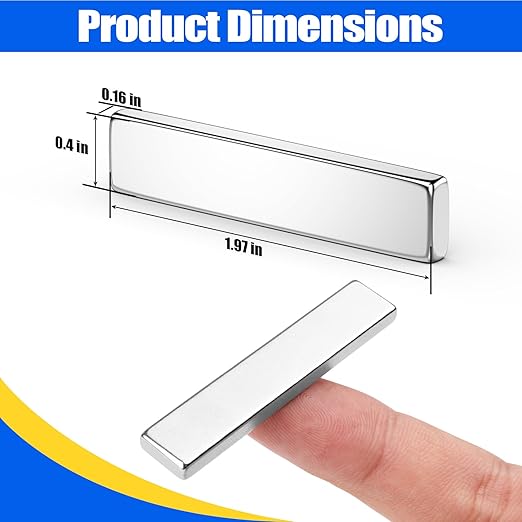 FINDMAG 10Pcs Strong Neodymium Magnets Bar, Heavy Duty Rare Earth Magnets, Rectangular Magnetic Bar, Small Powerful Magnetic Bar for Crafts Kitchen DIY Tool Storage Science Office – 50x10x4mm