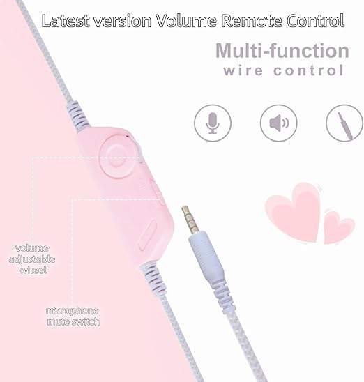 Anivia Headset Gaming Headsets - AH68S Wired Over Ear Headphone with Mic, Volume Control, Noise Isolating for Multi-Platform -Pink