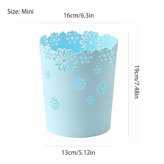 Mini Wastebasket 1 Gallons Small Blue Trash can Office Plastic Garbage Can for Bathroom Vanity, Desktop, Office or Kids Rooms (Blue, Mini)