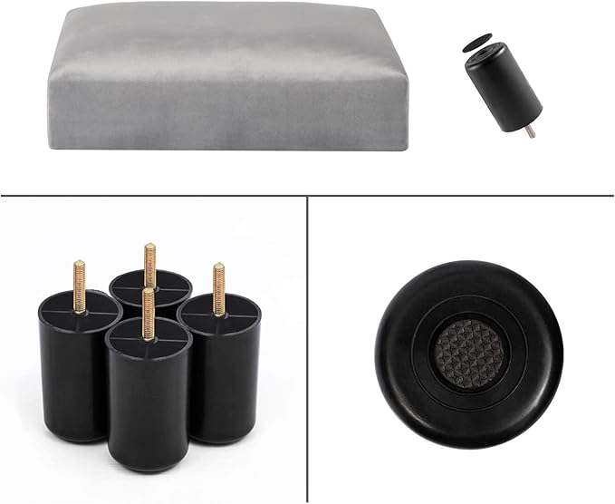 Ottoman Footrest Stool Velvet Modern Small Square Seat Chair Footstool (Gray)