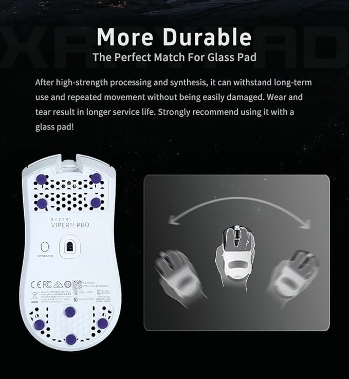 X-Raypad Obsidian Air/Pro Air Speed Mouse Skates, U-PE Universal Dot Mouse Skates Offers Excelent Wear Resistance, Speed & Control Abrasion Resistance Less Noise