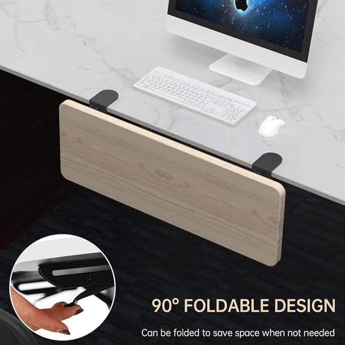 OUGIC Ergonomic Desk Extension Tray, 75x24cm, Clamp Without Punch, Keyboard Drawer Tray, Computer Armrest Table Stand