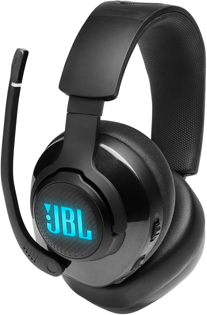 JBL Quantum 400 - Wired over-ear gaming headset with game-chat balance dial, JBL QuantumSURROUND and DTS, Voice focus directional flip-up mic and memory foam ear cushions (Black)