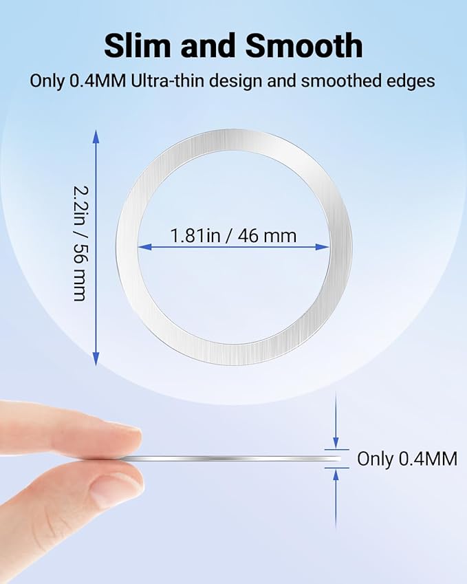 KALAPOP for Magsafe Sticker Magnet - 10 PCS, Ultra-Thin(0.4mm), Compatible with iPhone 17/Air/16/15/14/13/12 Series,mag Safe Charger, for Apple Wallet Magsafe - Silver