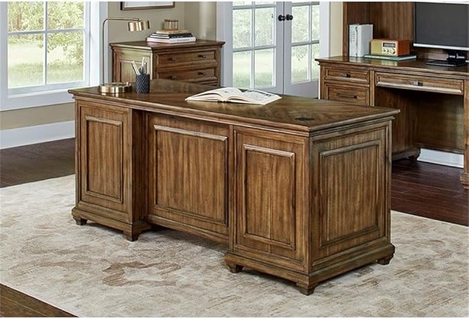 Pemberly Row Set of 3 Fully Assembled Executive Desk & Filing Cabinet & Bookcase