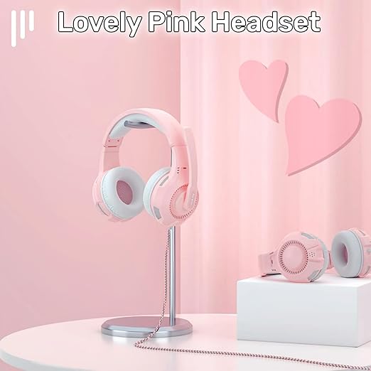 Anivia Headset Gaming Headsets - AH68S Wired Over Ear Headphone with Mic, Volume Control, Noise Isolating for Multi-Platform -Pink