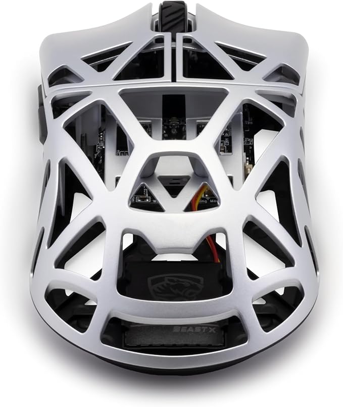 WLMOUSE Beast X Pro Ultra-Light 39g Magnesium Gaming Mouse, PAW3950 HS Sensor, 8K Polling Rate, 30000 DPI,OM & TTC Switches, Customizable Side Panels.(Milky White(TTC Switch-Side Slits))