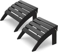 IVY&LANE Outdoor Adirondack Ottoman | Folding | Set of 2 | HDPE | Black | All Weather | Waterproof Patio Footrest for Adirondack Chair | Poly Lumber Foot Rest for Deck Backyard