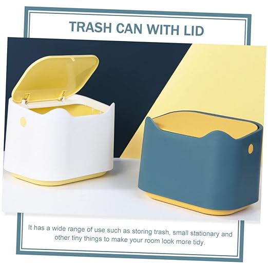 Desktop Garbage Can Lid Plastic Trash Bin for Home Office Dorm Lightweight Tabletop Waste Container for Easy Daily Use and Colors