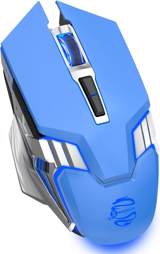 Blue Wireless Mice Gaming Mouse Bluetooth, Silent Multi Device Mouse, 2400 DPI, RGB Backlit, 800mAh Rechargeable Cordless Computer Mouse for Laptop PC Mac Macbook Air/Pro iPad Chromebook Office Game