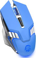 Blue Wireless Mice Gaming Mouse Bluetooth, Silent Multi Device Mouse, 2400 DPI, RGB Backlit, 800mAh Rechargeable Cordless Computer Mouse for Laptop PC Mac Macbook Air/Pro iPad Chromebook Office Game